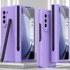 Two purple Samsung Galaxy Z Fold 5 phones with cases and styluses are displayed side-by-side against a light gray background. Produktbild-Vorschau