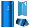 A collage of product images showing a blue flip case for a smartphone. Produktbild-Vorschau