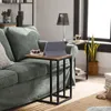 SoBuy Stapeltisch FBT99-F mit Holzplatte neben Sofa, Tablet und Kaffeebecher Podgląd zdjęcia produktu