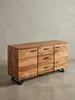 Industrielles Sideboard aus Holz in einer alternativen Perspektive, die die Aufteilung von Türen und Schubladen deutlich macht._#sku_BARWL6.544# Produktbild-Vorschau