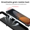 A close-up view of a phone case, highlighting its protective features and breathable design. Produktbild-Vorschau