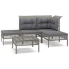 5-tlg. Garten-Lounge-Set mit Kissen Grau Poly Rattan , Produktbild-Vorschau 2