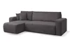 A dark gray corduroy sectional sofa with two pillows. Produktbild-Vorschau