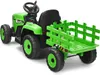 A green toy tractor with a trailer, shown from a three-quarter side view against a white background. Produktbild-Vorschau