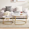 H.J WeDoo Couchtisch 2er Set mit Metallgestell Rund Produktbild-Vorschau 1