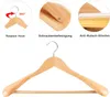 A collage of a wooden hanger, showing close-ups of its features and the hanger itself. Produktbild-Vorschau