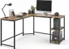 An L-shaped desk with a computer, lamp, and office supplies. Anteprima dell’immagine prodotto