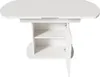 A white oval dining table with storage compartments and an open cabinet door, presented against a white background. Náhled obrázku produktu