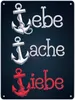 Weiße und rote Anker - Lebe Lache Liebe Metallschild XL in Produktbild-Vorschau 1