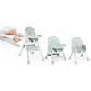 A collage showing a baby high chair in different configurations, from a full high chair to a booster seat, and a close-up of hands adjusting a part of the chair. Produktbild-Vorschau