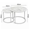 Couchtisch Rund aus Holz,Satztisch 2er Set,Imitation Marble Produktbild-Vorschau 6