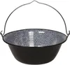 A black enamel cauldron with a silver wire handle, shown against a white background. Náhled obrázku produktu