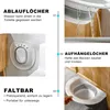 Collage of images showing features of a portable bidet seat. Produktbild-Vorschau