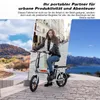 A collage showing a woman riding an electric bike in a city street, with scenic landscapes on the sides. Voir les images du produit