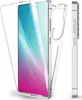 A clear phone case is shown with a phone inside, displayed from multiple angles. Podgląd zdjęcia produktu