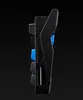 Side view of a black gaming keyboard with blue accents against a black background. Produktbild-Vorschau