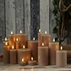 LED Stumpenkerze MIA - Echtwachs - realistische 3D Flamme - H: 20cm - D: 10cm - altrosa Produktbild-Vorschau