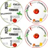 set de 4 assiettes à pizza Tomate | Blanc avec décor Vert & Voir les images du produit 1