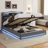 Letto imbottito INONEFT, 140x200 cm, con LED e USB, Anteprima dell’immagine prodotto 3