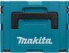 A close-up, front-facing view of a turquoise Makita tool case with a black handle and the Makita logo in white. Produktbild-Vorschau