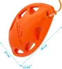 An orange rescue buoy with dimensions indicated by blue lines and text. Produktbild-Vorschau