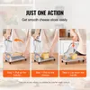 Three-panel image showing how to use a cheese slicer. Voir les images du produit