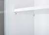 A close-up view of a white shelf and its mounting hardware inside a cabinet. Produktbild-Vorschau