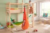 Children playing in a bedroom with a loft bed, hammock, and hanging chair. Produktbild-Vorschau