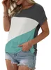 Damen Kurzarm-Top mit Farbblock-Design, lässiges Produktbild-Vorschau 2