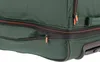 A close-up view of the zippers and fabric of a green travel bag. Anteprima dell’immagine prodotto
