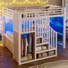 Lit mezzanine 140x200 cm avec escalier de rangement, Voir les images du produit 4