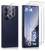 A dark blue smartphone with a camera lens protector and a screen protector are displayed side-by-side. Produktbild-Vorschau
