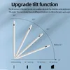 Diagram showing a stylus pen at different angles to illustrate tilt function and line thickness variation. Náhled obrázku produktu