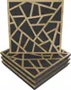 A stack of acoustic wall panels with a geometric wooden overlay on a dark fabric backing. Produktbild-Vorschau