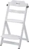 A white wooden high chair with two seats and a tray is shown against a white background. Produktbild-Vorschau