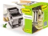 A product box for a pasta machine, showing the machine itself and a close-up of pasta being made. Podgląd zdjęcia produktu