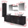 vidaXL 9-tlg. Badmöbel und Waschbecken Set Schwarz Produktbild-Vorschau 8
