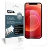 A product package for a screen protector is shown next to a smartphone displaying the screen protector. Produktbild-Vorschau