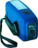 A blue hand-crank dynamo radio with a flashlight and a wrist strap. Náhľad obrázku produktu