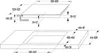 Diagrams showing the dimensions and installation requirements for a built-in hob. Produktbild-Vorschau