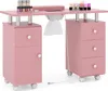 Stół do manicure COSTWAY z elektrycznym odkurzaczem, stół Podgląd zdjęcia produktu 1