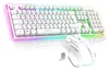 Gaming Tastatur Maus Set Kabellos Weiß Wiederaufladbar RGB Produktbild-Vorschau 1