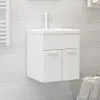 vidaXL Vanity Unit so zabudovaným umývadlom Biely drevený Náhľad obrázku produktu 1