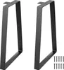 Two black metal table legs and a set of screws on a white background. Voir les images du produit