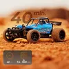 A remote-controlled car on a dirt track with text overlays indicating speed and battery life. Anteprima dell’immagine prodotto