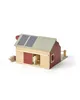 A wooden toy barn with solar panels on the roof and small animal figures. Produktbild-Vorschau