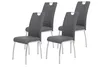 Four gray dining chairs with chrome legs are arranged on a white background. Produktbild-Vorschau