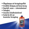 A bottle of car shampoo with descriptive text points. Produktbild-Vorschau