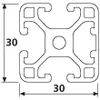 Länge 1410mm - Aluminiumprofil 30x30L 1 Nut verdeckt I-Typ Produktbild-Vorschau 2