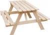 A light-colored wooden picnic table for children, shown from a side angle against a white background. Anteprima dell’immagine prodotto